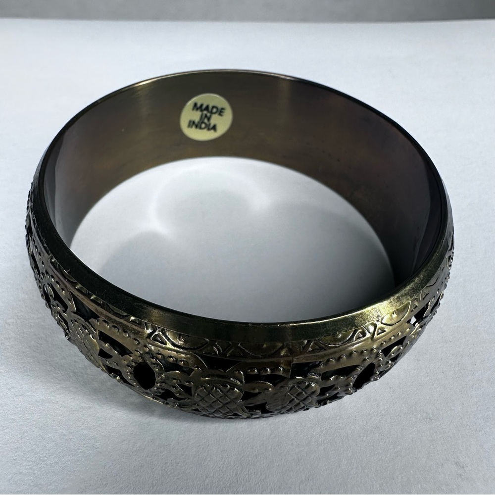 Brass Tone Openwork Cuff Bracelet - Picture 2 of 3